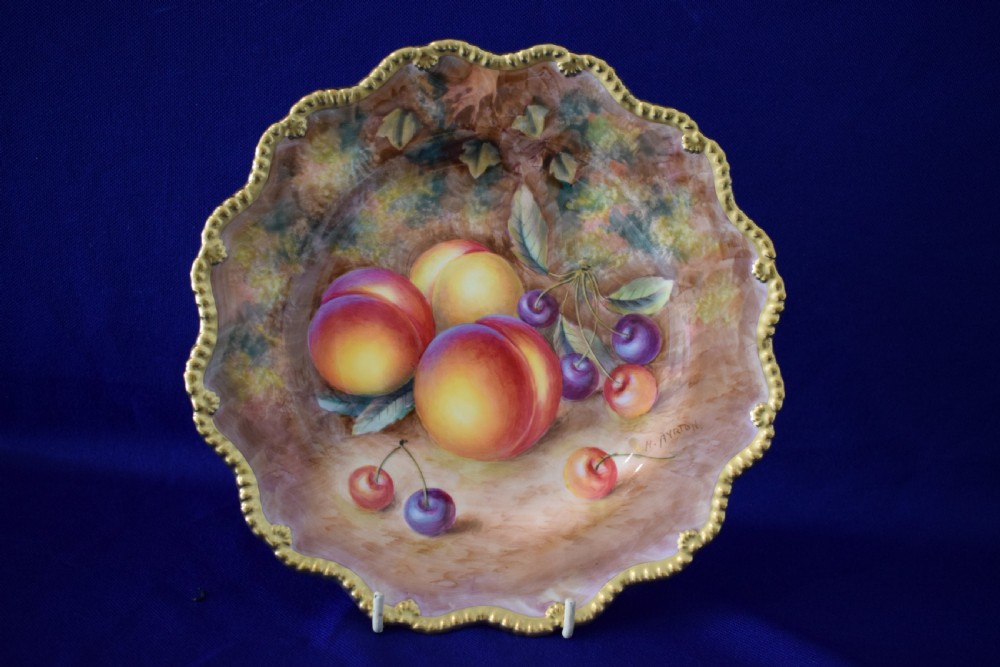 Royal Worcester painted fruit plate by Ayrton