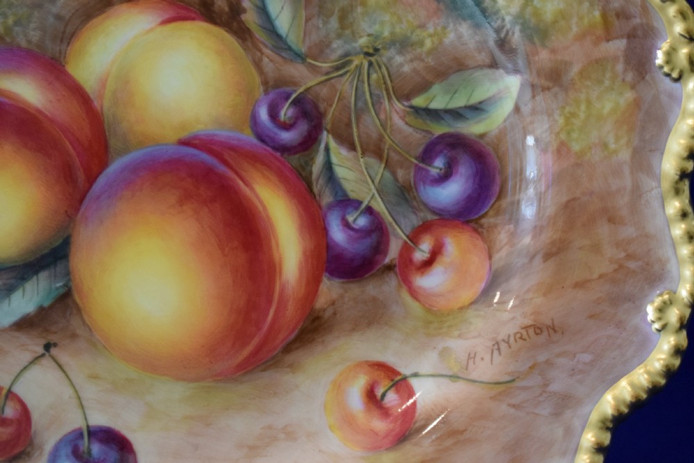 Royal Worcester painted fruit plate by Ayrton View II