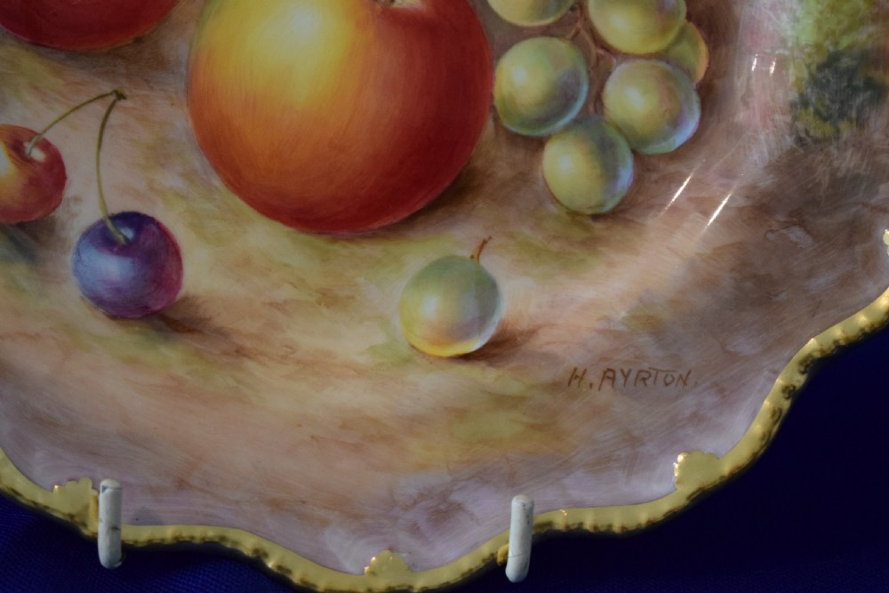 Royal Worcester star edge painted fruit dessert plate View II