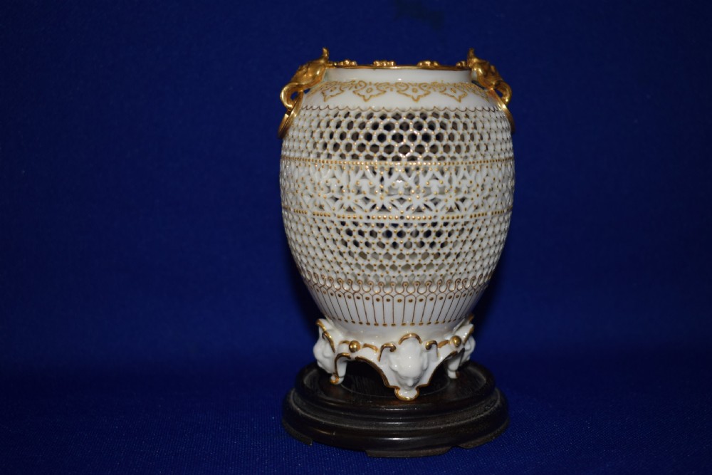 Royal Worcester reticulated vase by George Owen
