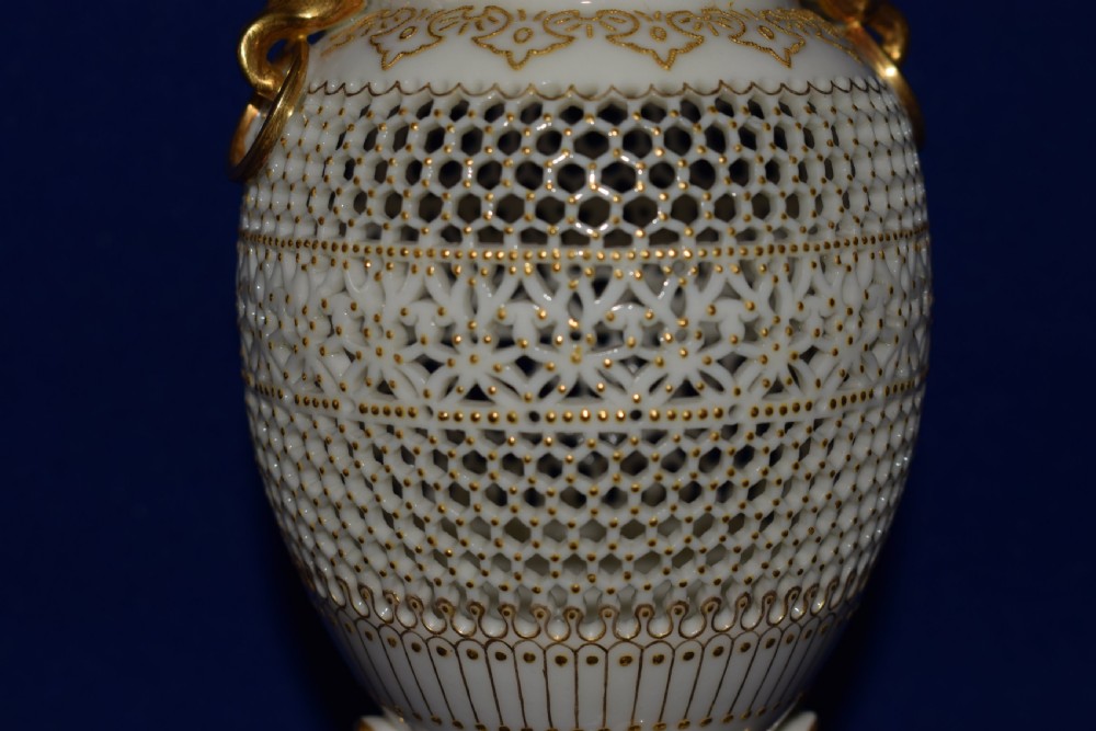 Royal Worcester reticulated vase by George Owen View II