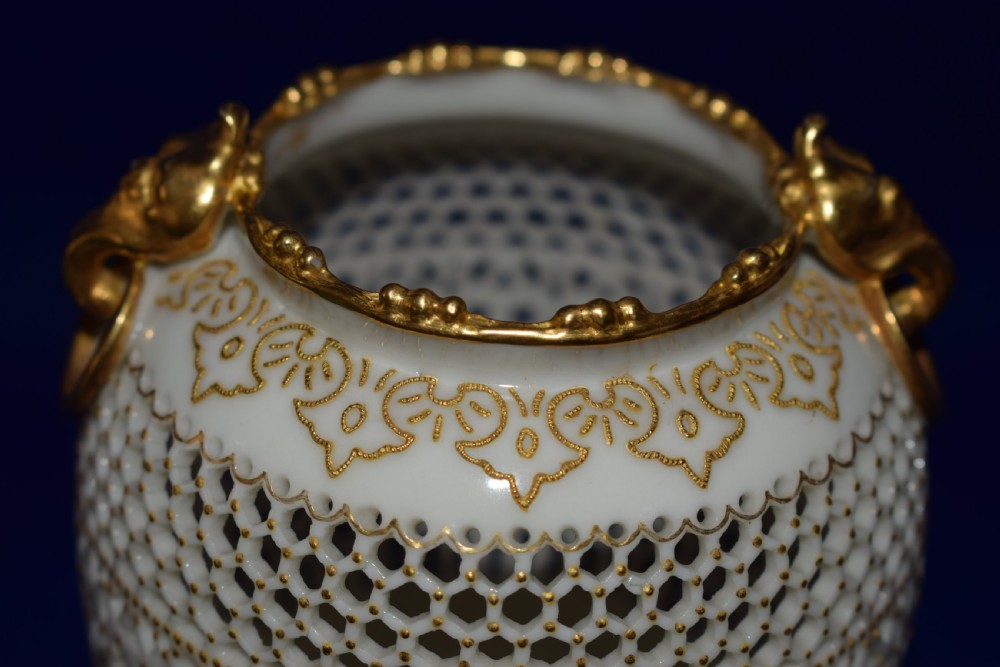 Royal Worcester reticulated vase by George Owen View III