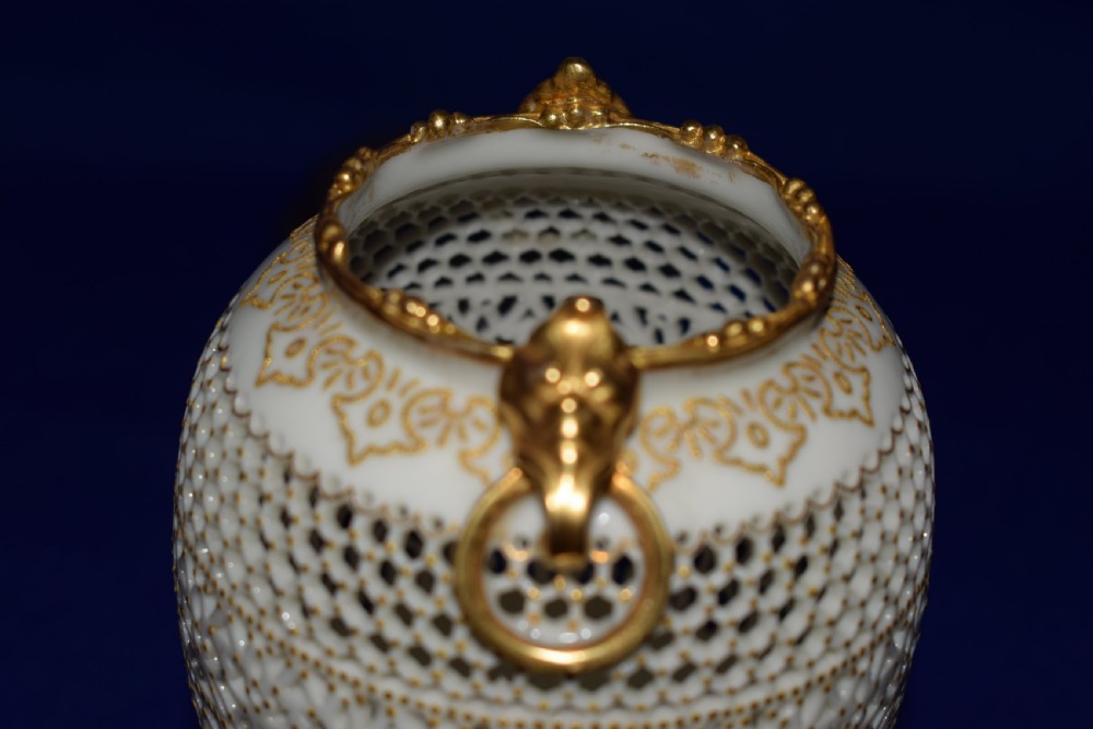 Royal Worcester reticulated vase by George Owen View V