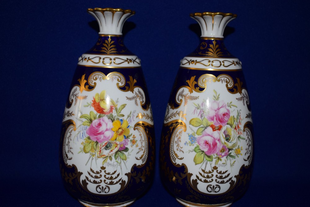 Royal Crown Derby pair of hand painted and artist signed vases