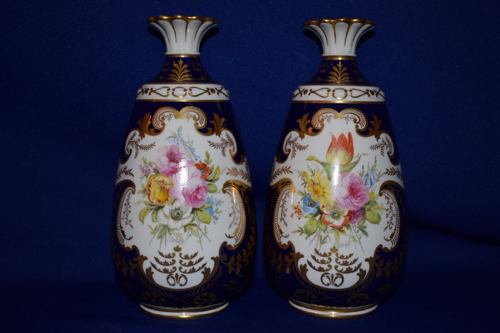 Royal Crown Derby pair of hand painted and artist signed vases View II