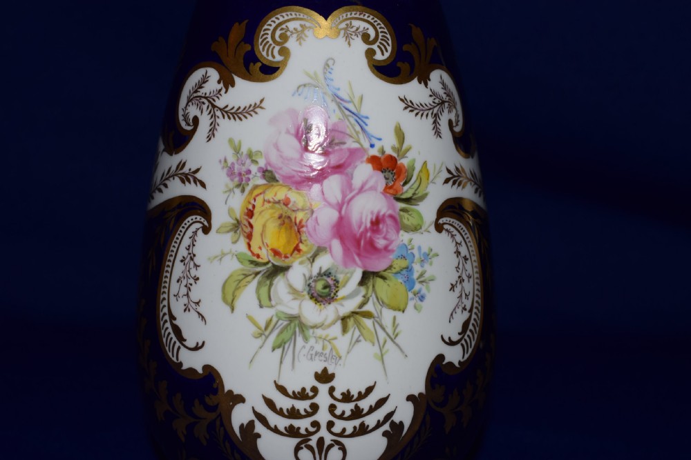 Royal Crown Derby pair of hand painted and artist signed vases View IV
