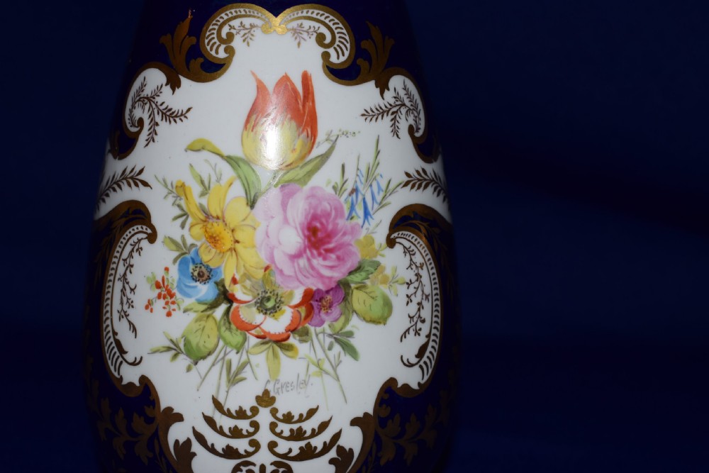 Royal Crown Derby pair of hand painted and artist signed vases View V