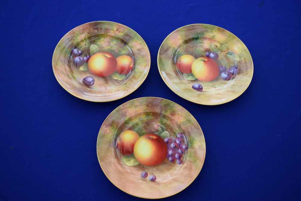Royal Worcester hand painted tea set by Ayrton and Townsend, fruit decoration. View IV