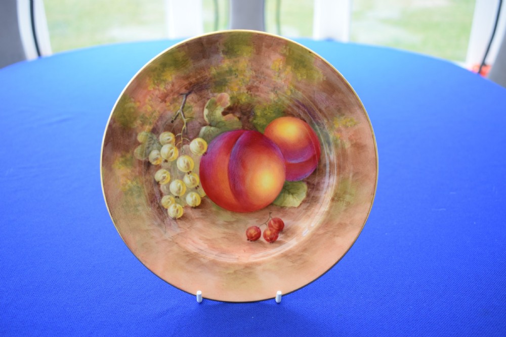 Royal Worcester fruit painted tea plate signed H Ayrton