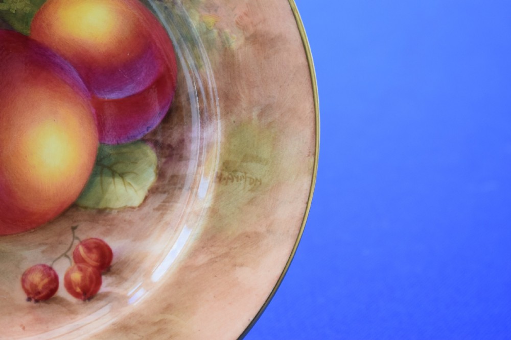 Royal Worcester fruit painted tea plate signed H Ayrton View II