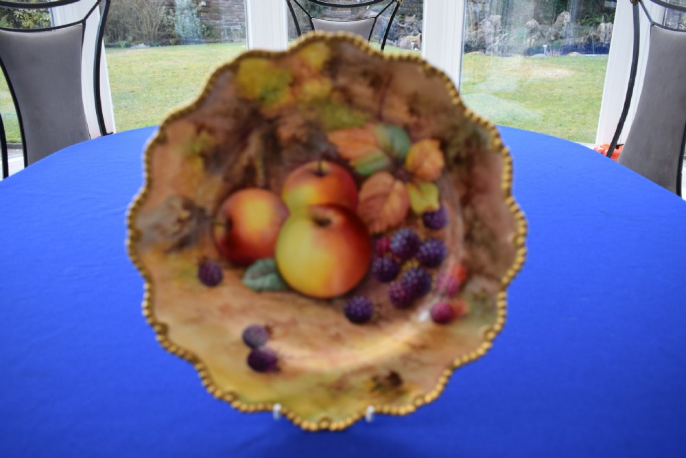 Royal Worcester fruit decorated dessert plate by T Lockyer