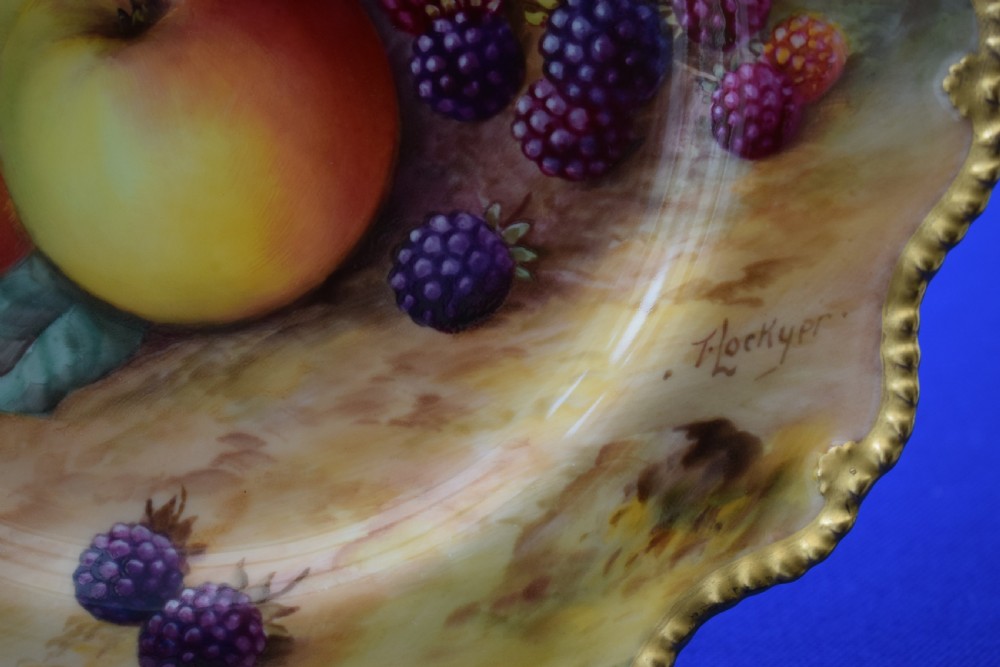 Royal Worcester fruit decorated dessert plate by T Lockyer View II