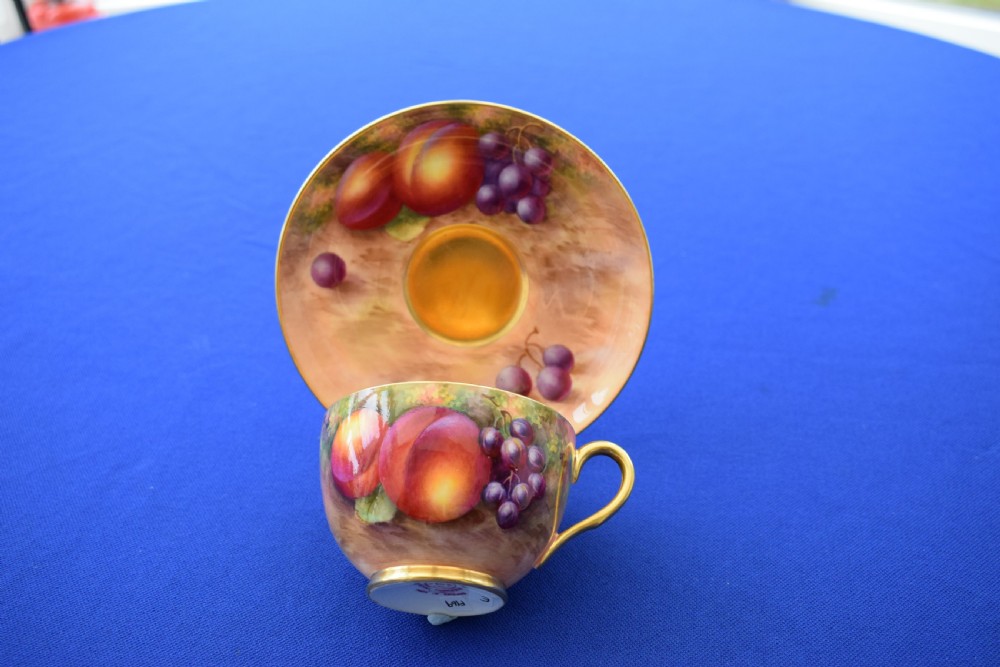 Royal Worcester fruit painted Cup and Saucer