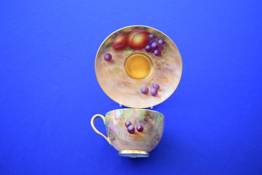 Royal Worcester fruit painted Cup and Saucer View II