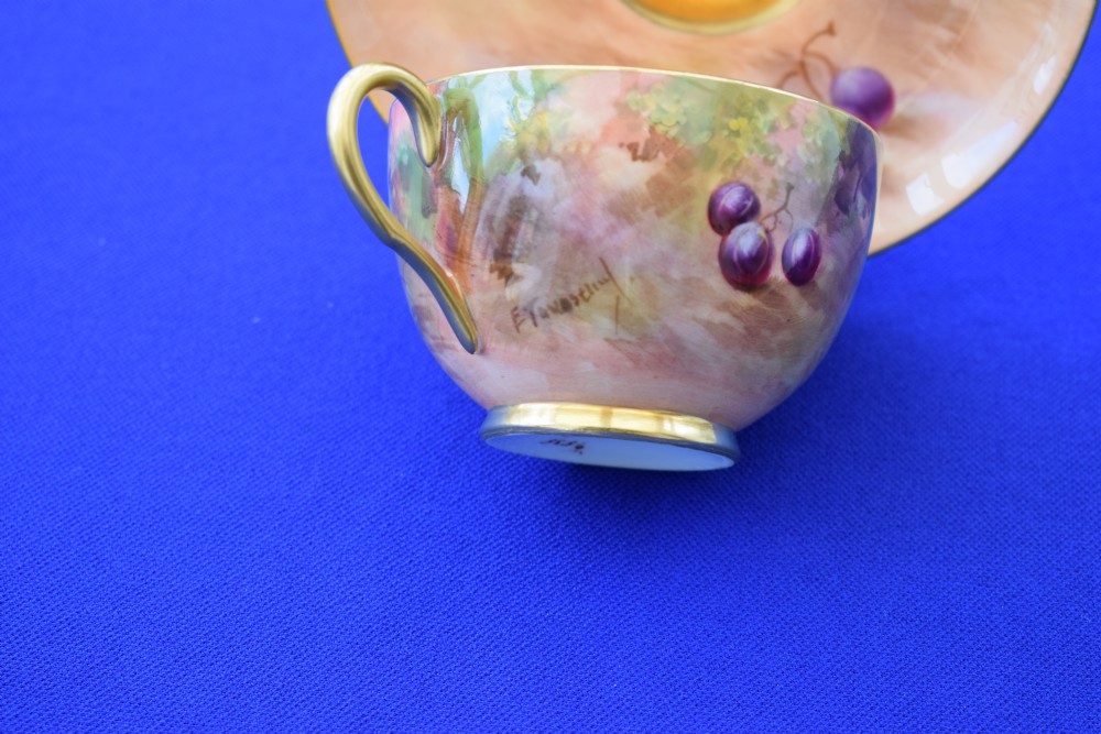 Royal Worcester fruit painted Cup and Saucer View III