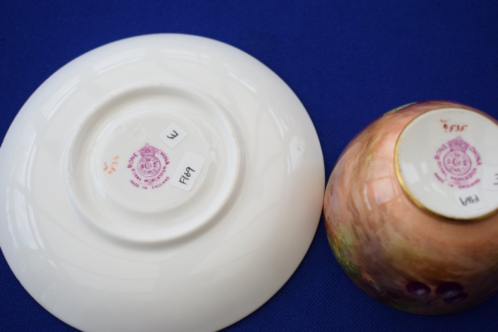 Royal Worcester fruit painted Cup and Saucer View V