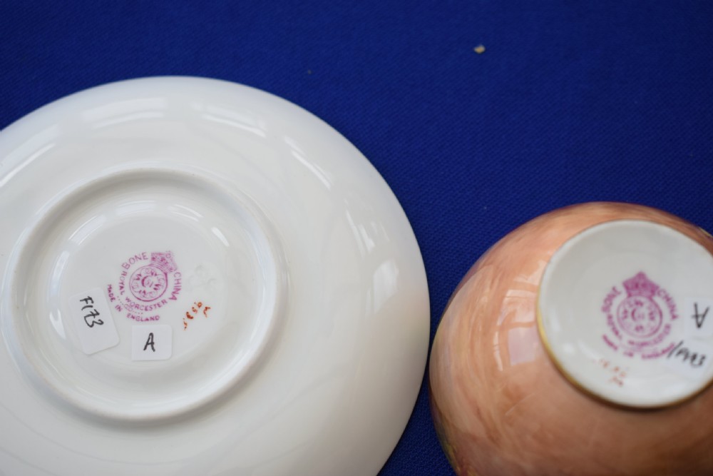 Royal Worcester fruit painted cup and saucer signed Ayrton View V