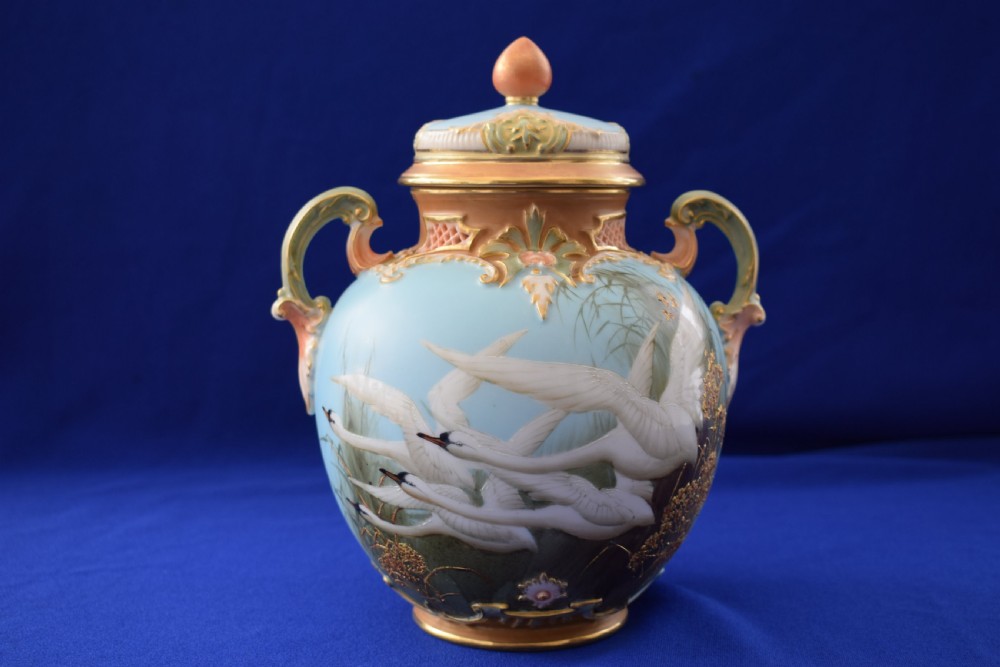 Royal Worcester pot pourri vase signed C Baldwyn