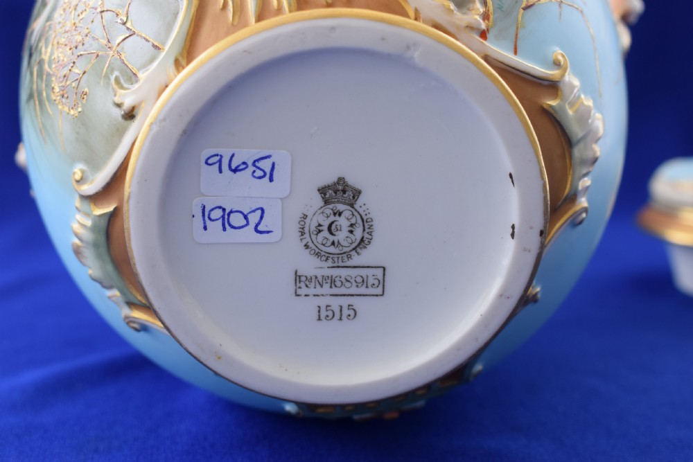 Royal Worcester pot pourri vase signed C Baldwyn View V