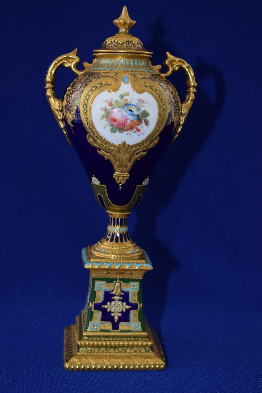 Royal Crown Derby vase and cover by Desire Leroy