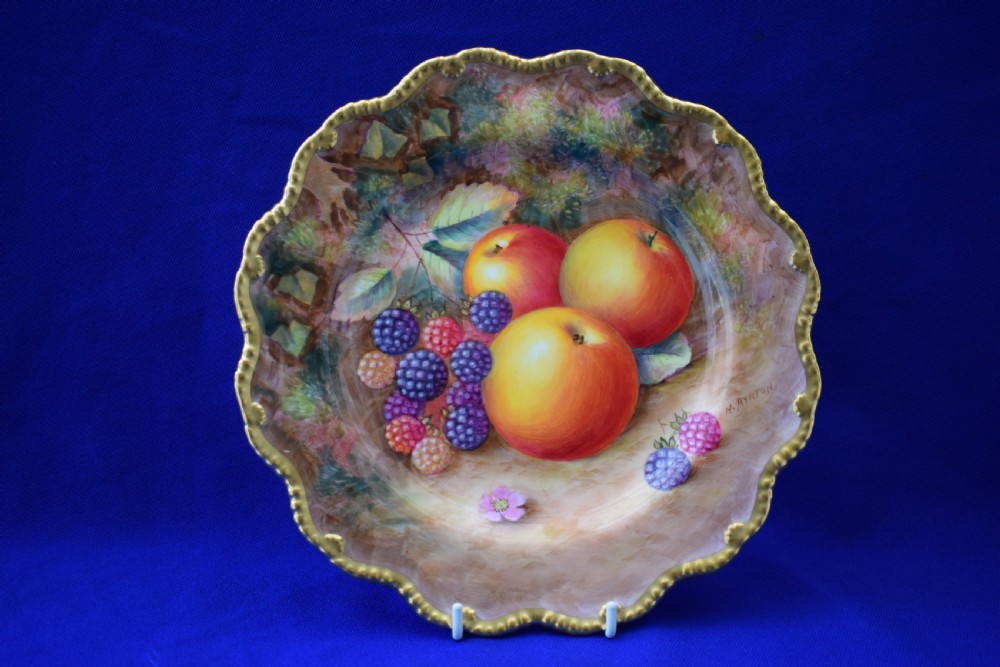 Royal Worcester painted fruit dessert plate by Ayrton.