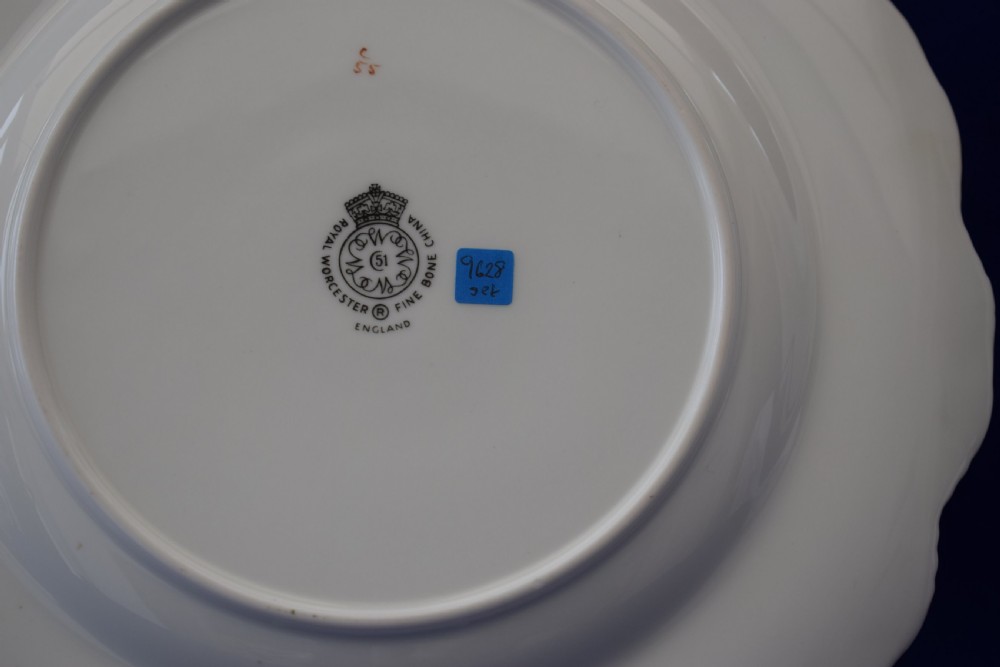 Royal Worcester painted fruit dessert plate by Ayrton. View III