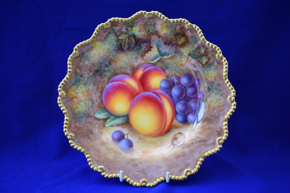 Royal Worcester painted fruit dessert plate by Ayrton
