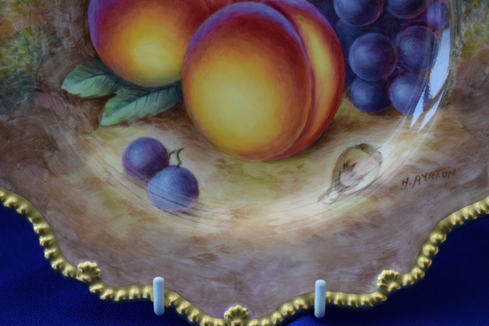 Royal Worcester painted fruit dessert plate by Ayrton View II