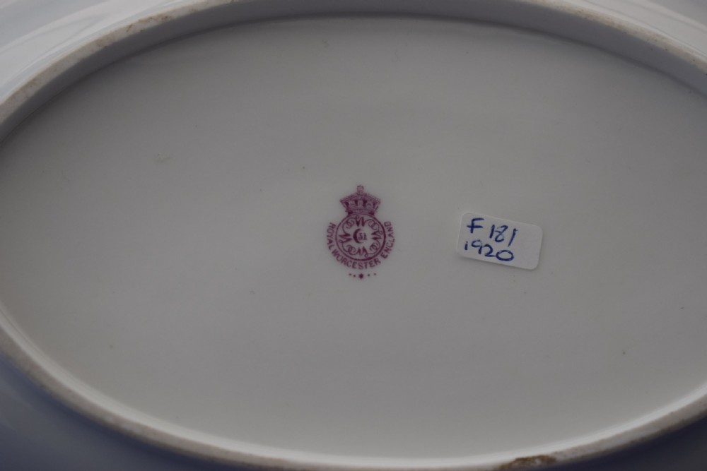 Royal Worcester painted fruit dessert dish signed F Roberts View III
