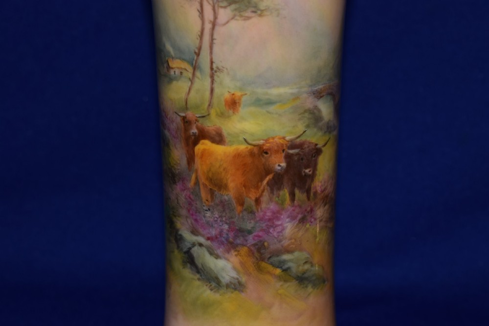 Royal Worcester pair of vases, highland cattle by Harry Stinton View II