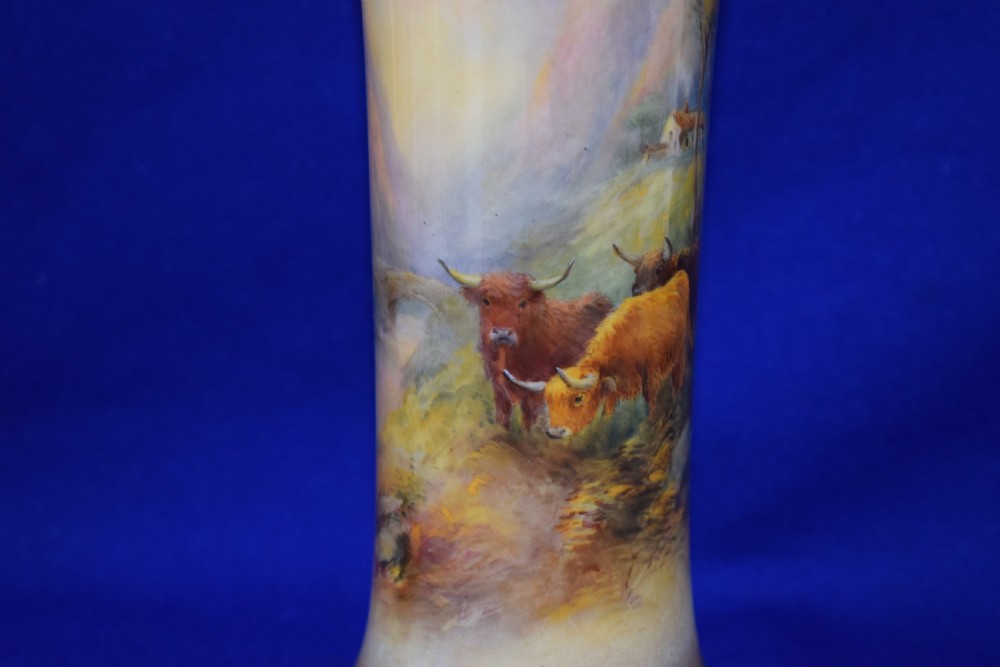 Royal Worcester pair of vases, highland cattle by Harry Stinton View III