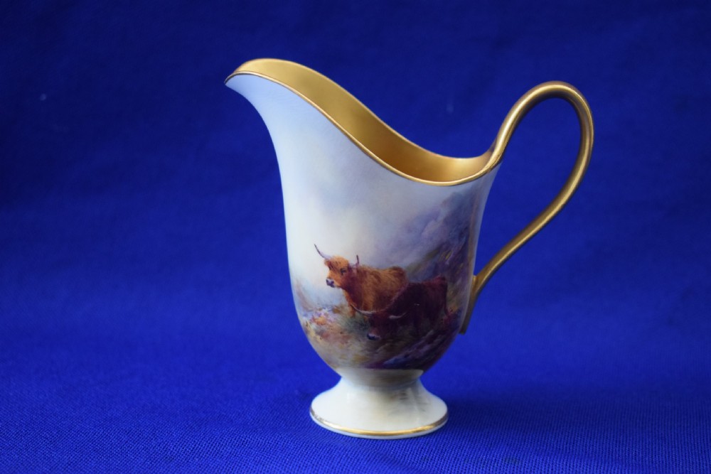 Royal Worcester cream jug, highland cattle by Harry Stinton.