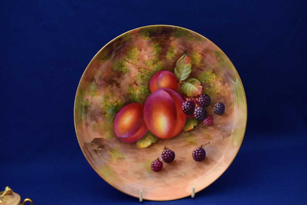 Royal Worcester miniature tea set painted fruit, all signed. View V