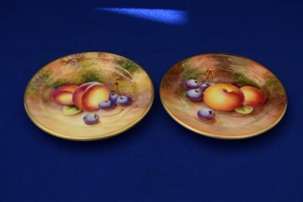 Royal Worcester miniature tea plates painted fruit