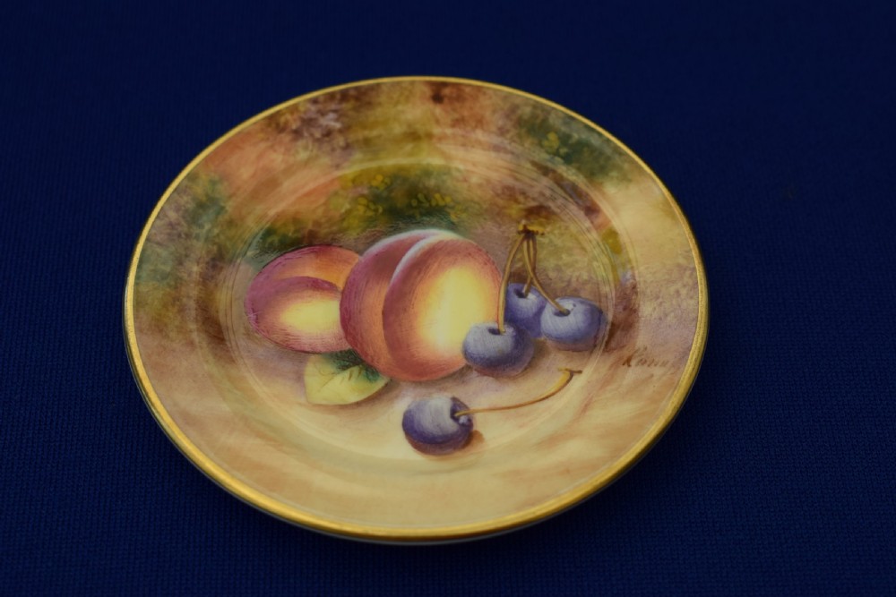 Royal Worcester miniature tea plates painted fruit View II