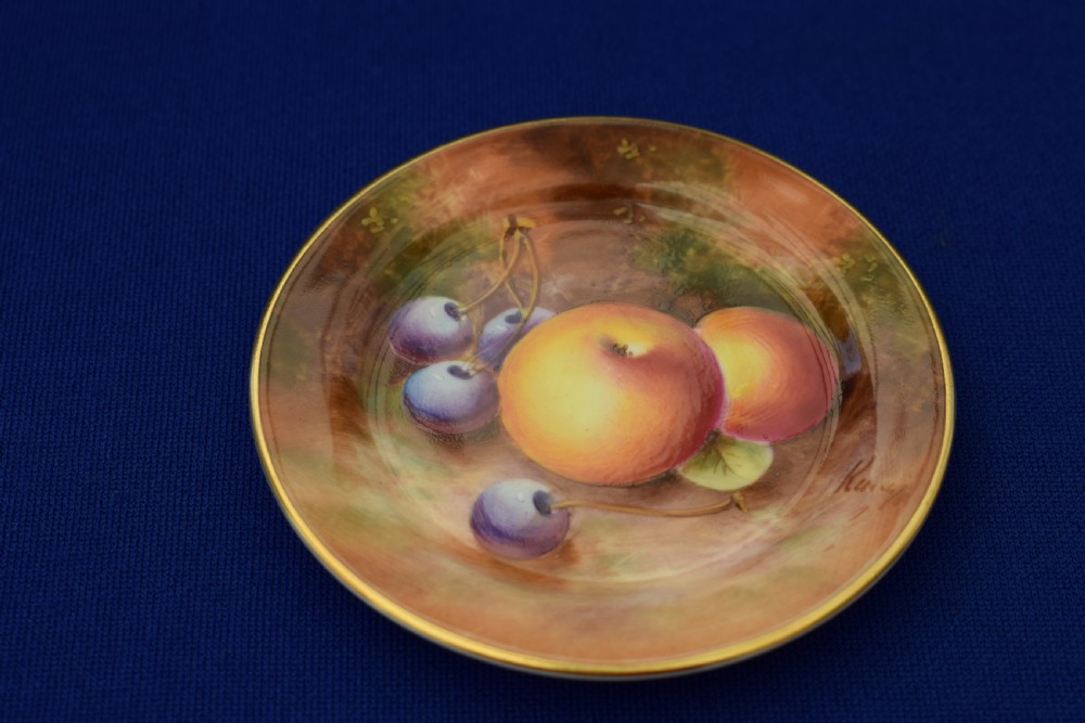 Royal Worcester miniature tea plates painted fruit View III