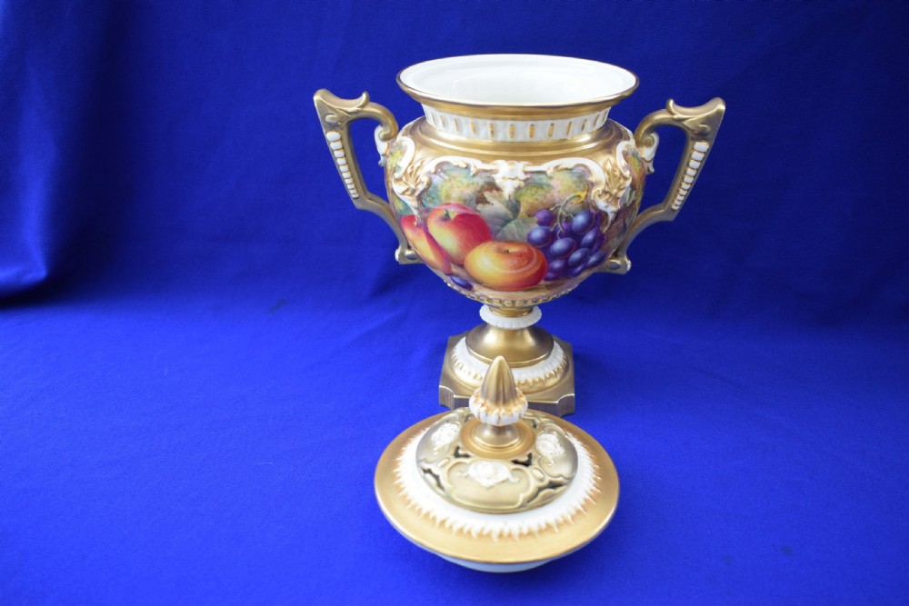 Royal Worcester large pot pourri vase painted fruit by H Ayrton. View III