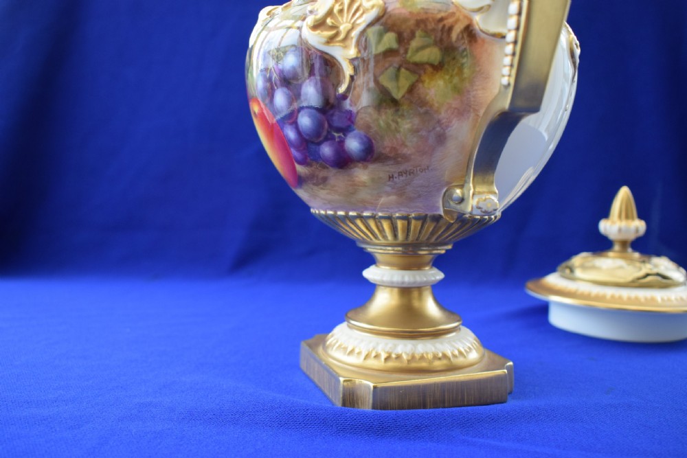 Royal Worcester large pot pourri vase painted fruit by H Ayrton. View IV