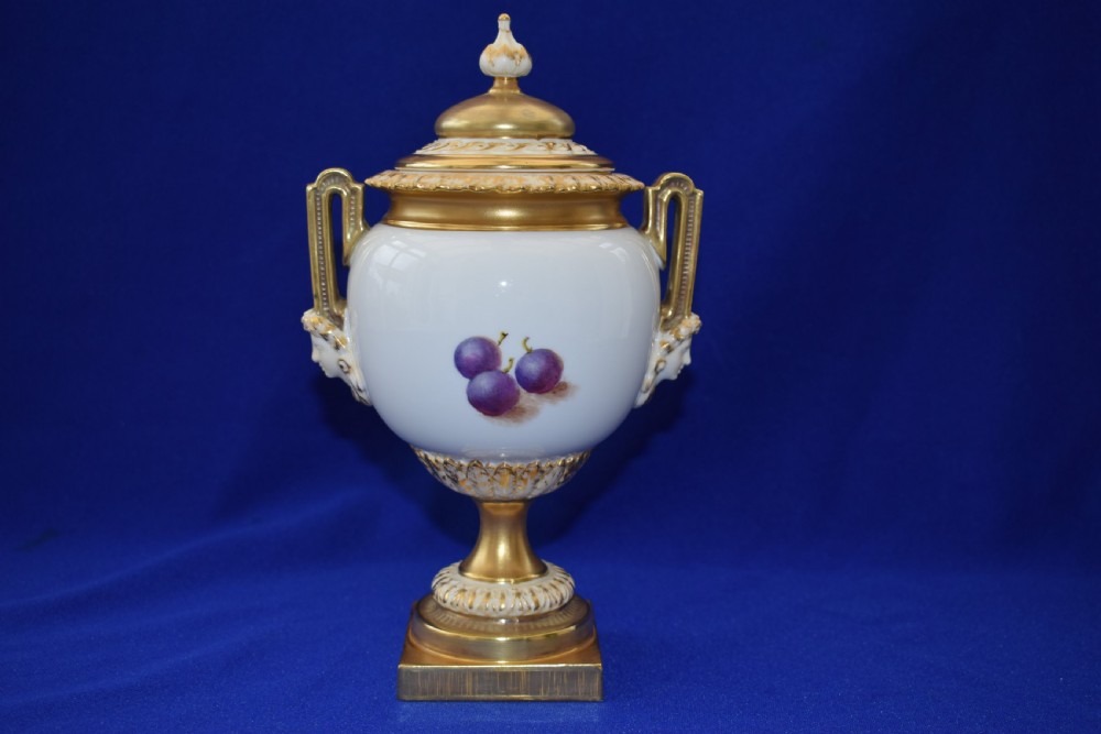 Royal Worcester painted fruit vase and cover by Freeman View II