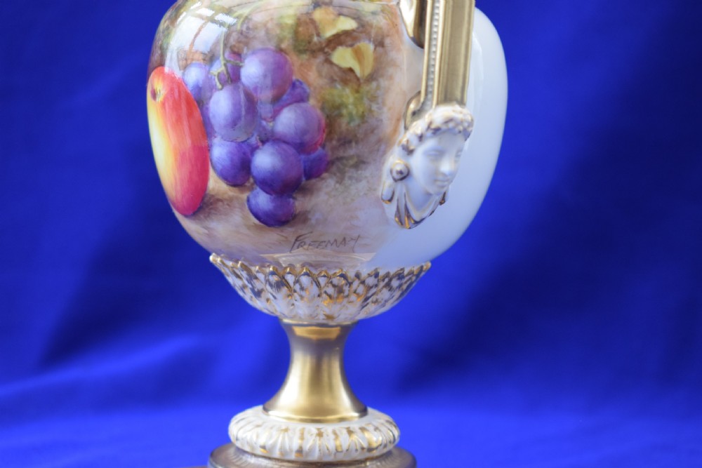 Royal Worcester painted fruit vase and cover by Freeman View IV