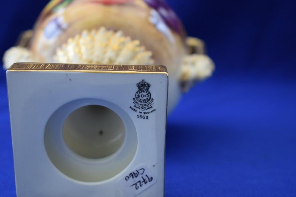 Royal Worcester painted fruit vase and cover by Freeman View V