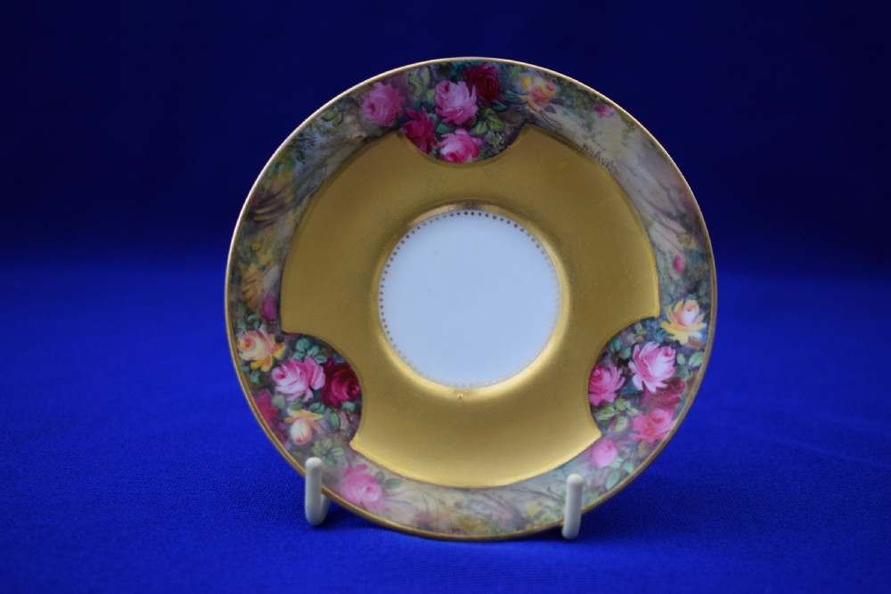 Royal Worcester artist signed  cabinet cups and saucers View III