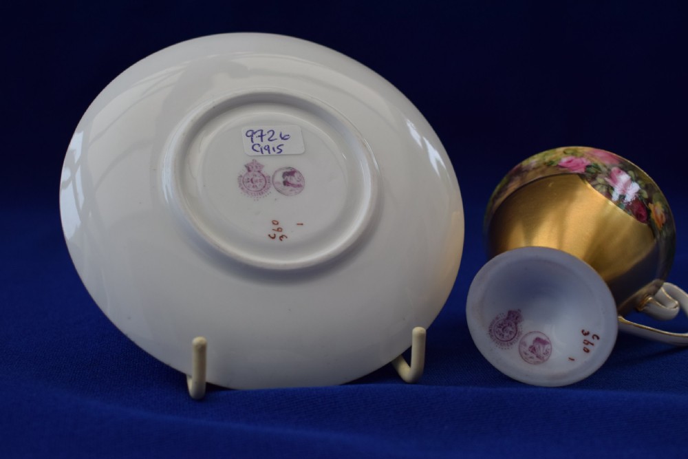 Royal Worcester artist signed  cabinet cups and saucers View VI