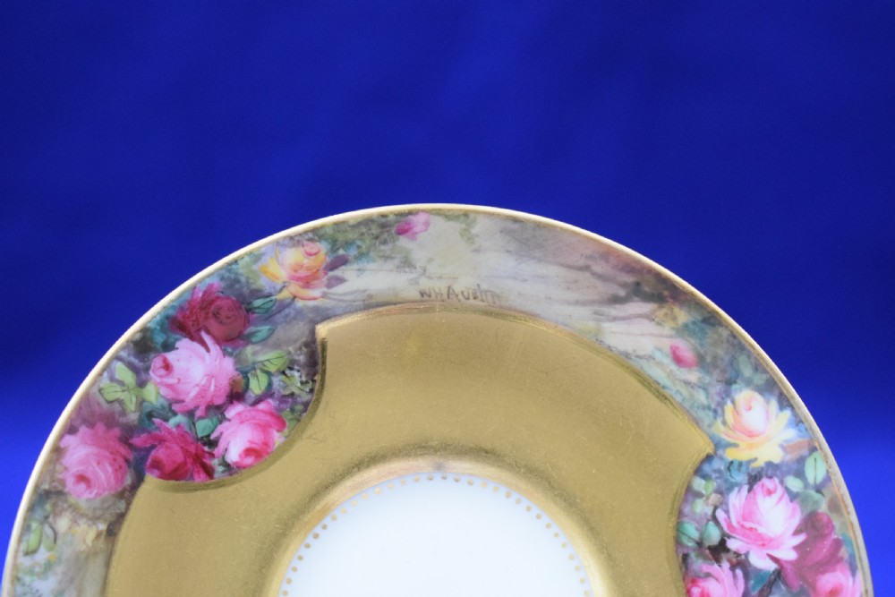 Royal Worcester artist signed  cabinet cups and saucers View VII