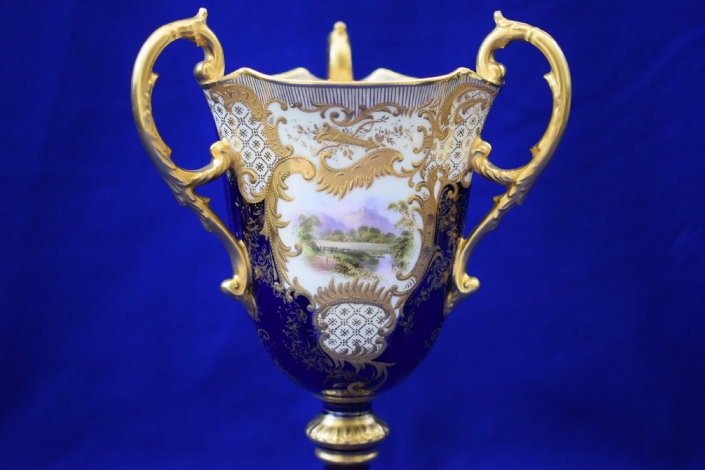Coalport hand painted  3 handled goblet  View IV