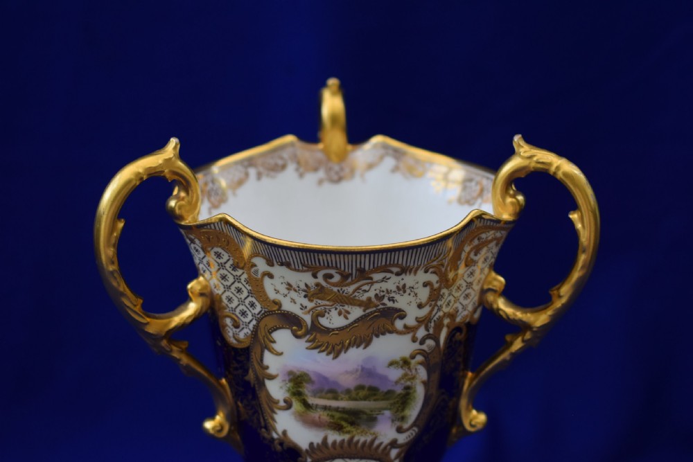 Coalport hand painted  3 handled goblet  View V