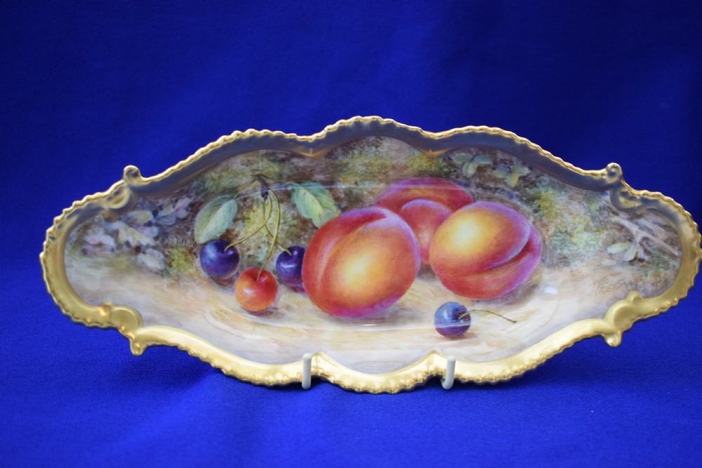 Royal Worcester painted fruit pencil tray by Freeman