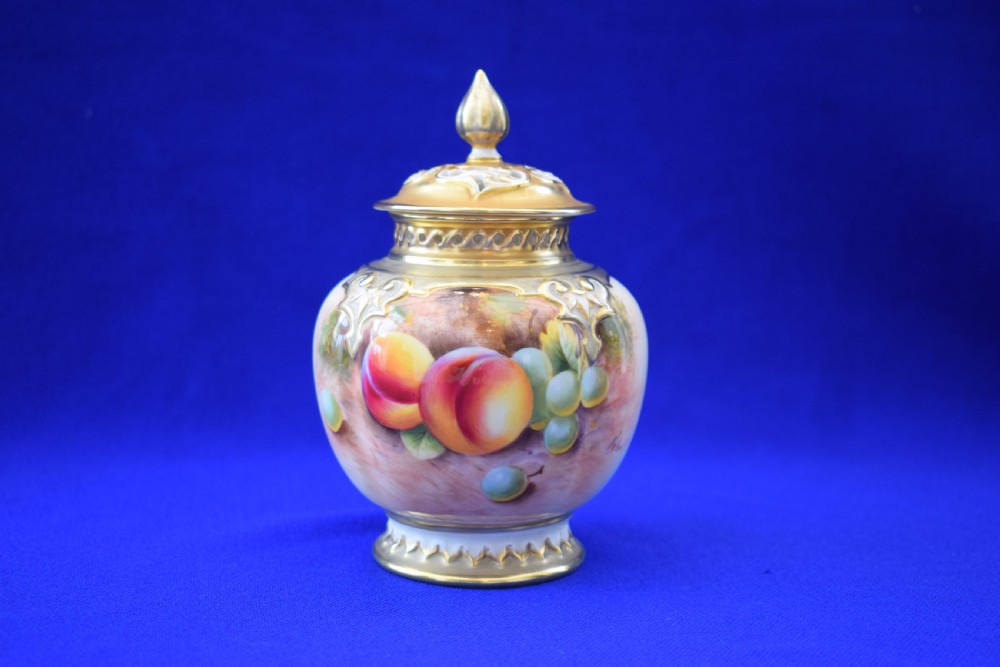 Royal Worcester small painted fruit pot pourri