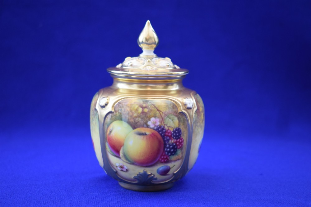 Royal Worcester painted fruit small pot pourri