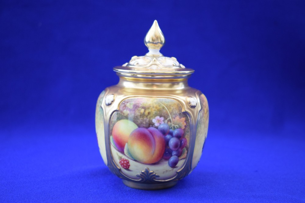 Royal Worcester painted fruit small pot pourri View III